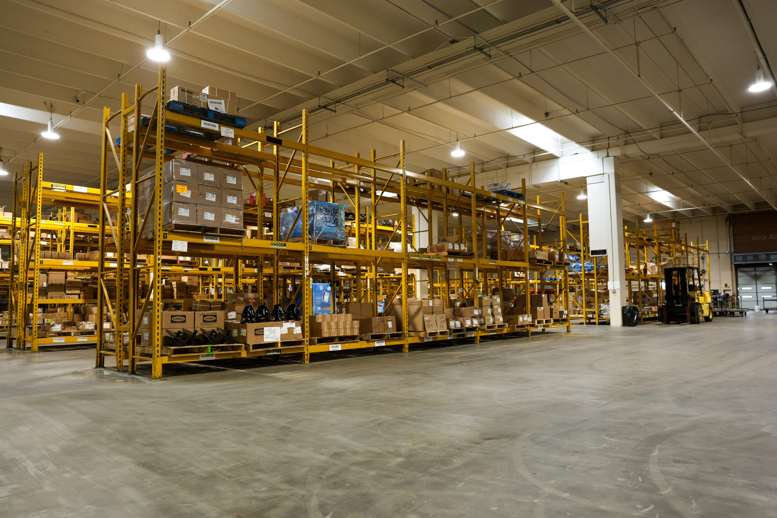 BPU supply room with shelves of materials and equipment